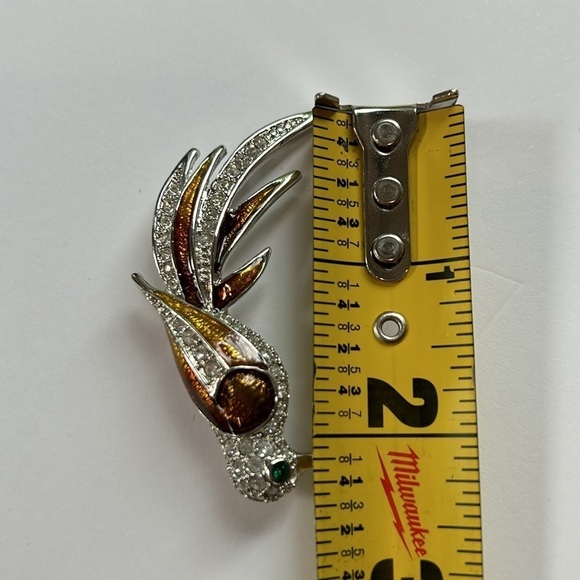 Vintage humming bird garden pins set of 2 embellished with crystal and enamel - Picture 8 of 12